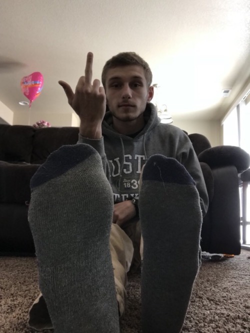 Master Zac wants you on your knees inhaling the smell of his college frat boy socks. Master Zac