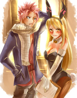 nanakoblaze:  Natsu and Lucy in their outfits