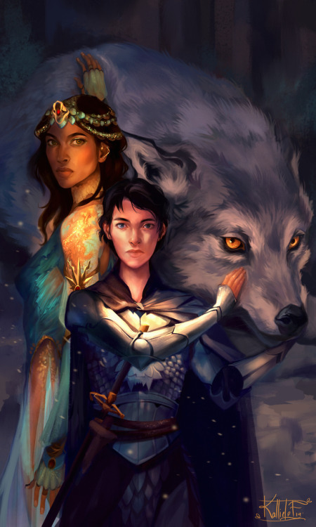 kallielef:commission piece of princess Nymeria, Arya Stark, and Nymeria the direwolf. I learned a lo