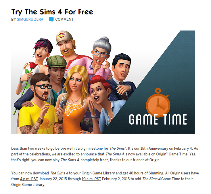 The Sims 4 is free on Origin for a limited time