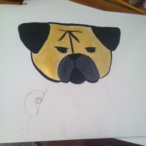 Trying to paint a @funaek style painting of my pug #gizmo aka #momo #momopug #puglife #pugsofinstagr