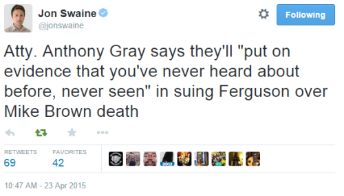 iwriteaboutfeminism:The family of Michael Brown and their attorney, Anthony Gray, announced this mor