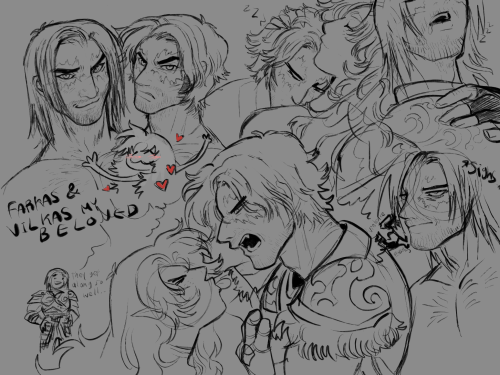 ronkeyroo: A few Skyrim doodles i’ve been doodling with my favorite Wolf Twins and Dovahkin Raven wh