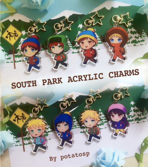 potatosp:Hello people who still use tumblr, I have some South Park acrylic charms available in my st