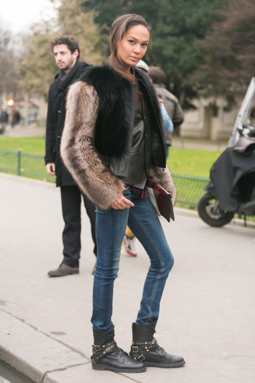 Streetstyle: Joan Smalls (model) in Paris during Haute Couture Spring 2014 shot by Melodie Jeng