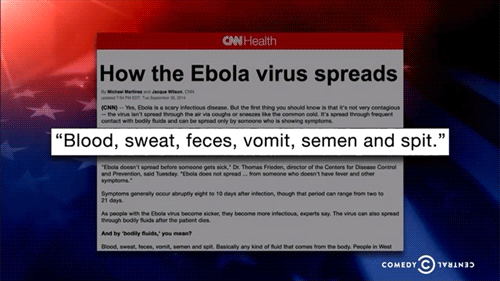 comedycentral:  Stephen Colbert discusses the arrival of Ebola in the US. Click here