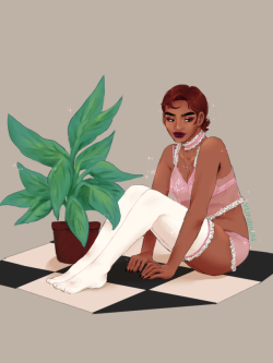 yunbiun: An art trade with me gf @fiskarm 💕✨ Gurl Fucci being all fancy and a plant 🌱