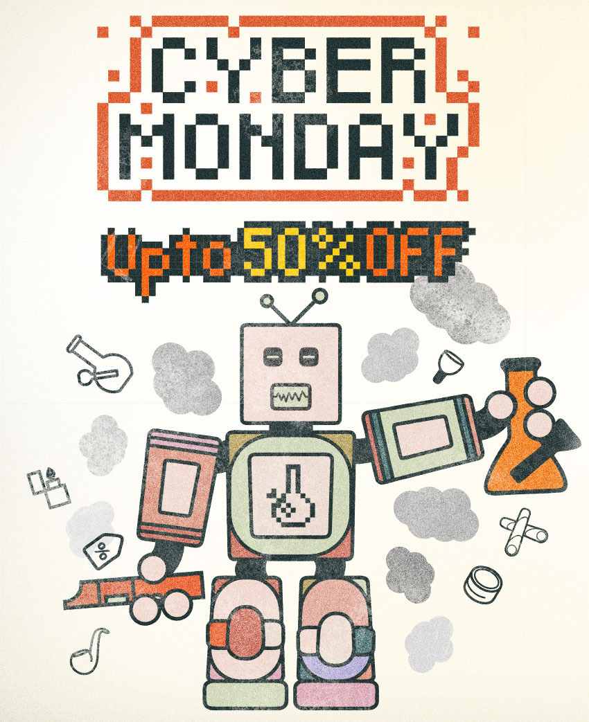 We decided that we couldn’t have only one day of an amazing sale… UP TO 50% OFF STOREWIDE for Cyber Monday! 🤖🤖 #grasscity