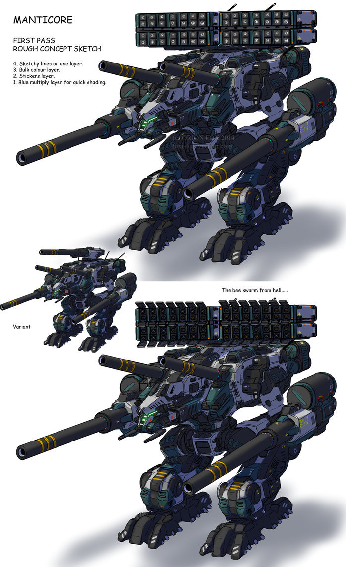 mechaddiction:  Rough Manticore Design Sketch by Foxi-5 on DeviantArt #mecha –