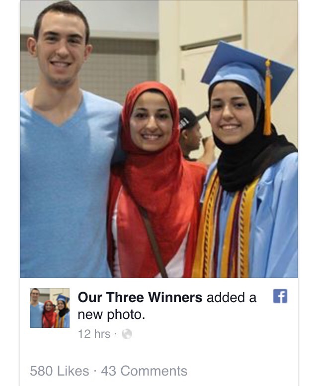 vaguevogues:He didn’t just kill three muslims. He killed a brother and a sister.