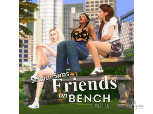 shibuisims: Shibui Sims Friends on a Bench Posepack  - Includes 5 poses for 3 sim ​To see the poses 