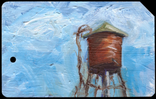 Metro Card water Tower No. 312.5" x 3" oil on Metro Card SOLD More Metro Card paintings av