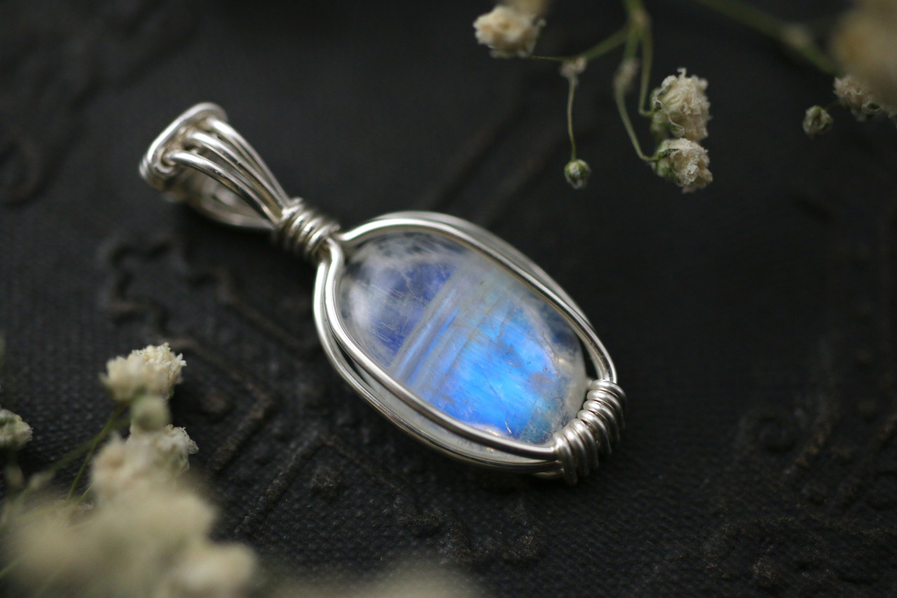 Labradorite and rainbow moonstone pendants in sterling silver handmade ...