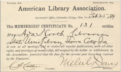 Throwback Thursday! Check out this 1889 American Library Association membership card for librarian A