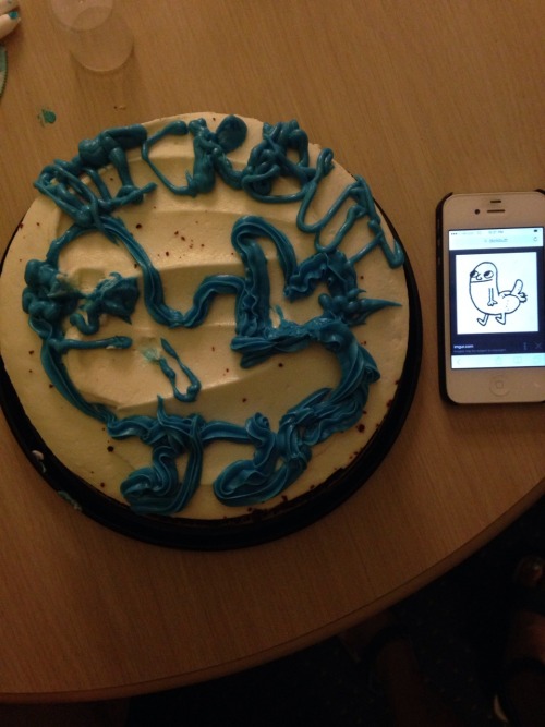 stella-rogers:Our friend wanted a dickbutt birthday cake, so we had to oblige. #nailedit