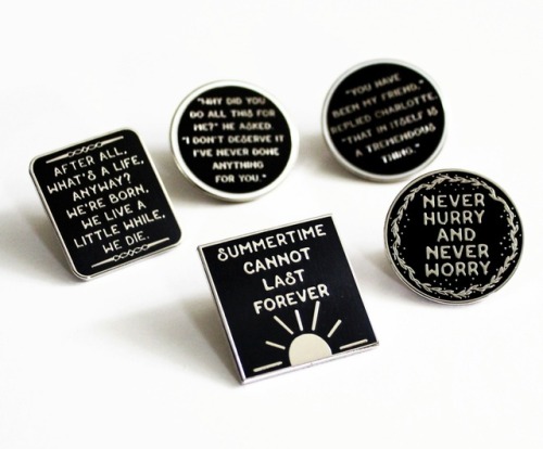 sosuperawesome:Literary Pins and KeychainThe Silver Spider on Etsy