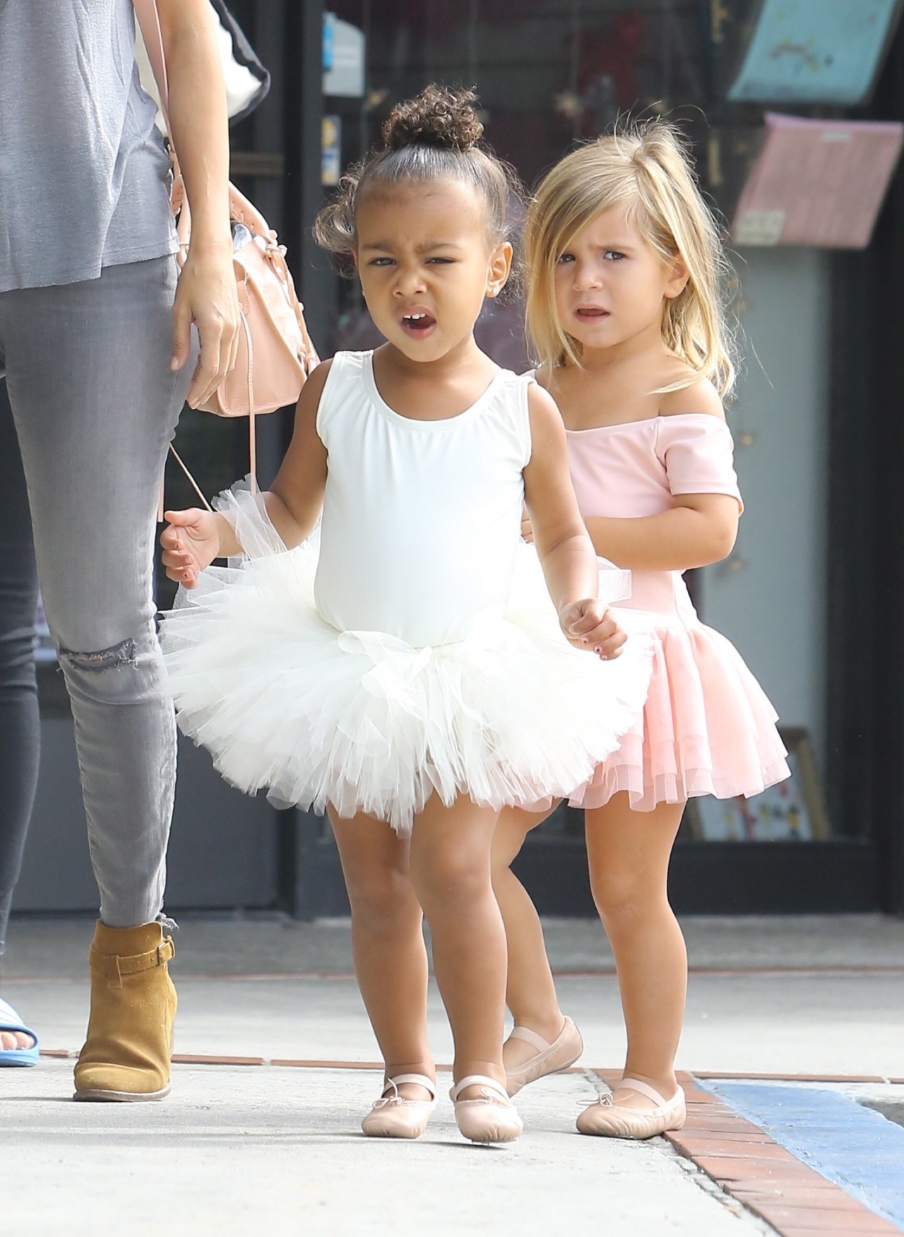 kimkardashianarmy:  North West and Penelope Disick leaving a dance class in LA today