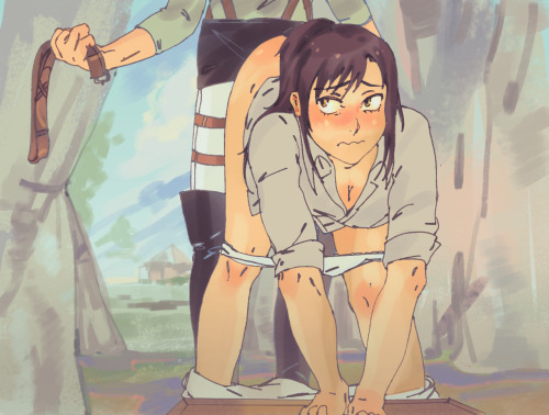 Shingeki no Kyojin: Well deserved spanking for Mikasa, Sasha, Zoe and ArminSketches: http://pigolica