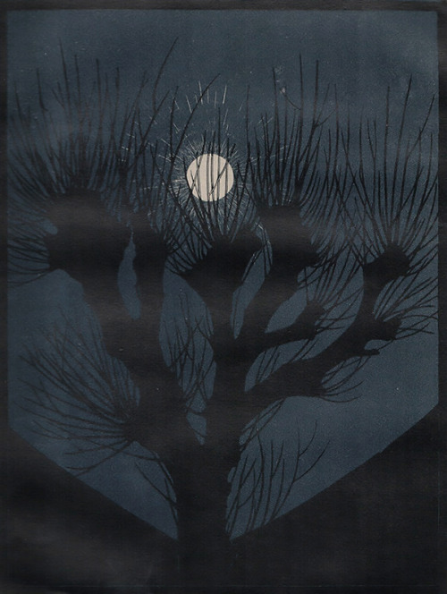 ein-bleistift-und-radiergummi:Anna Julie De Graag Woodcut ‘Mannacht‘ ca.1920.(Source: williampcarlfi