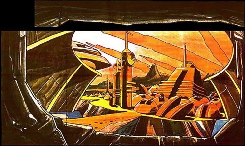 70sscifiart:Gordon Archer’s Doctor Who backgrounds