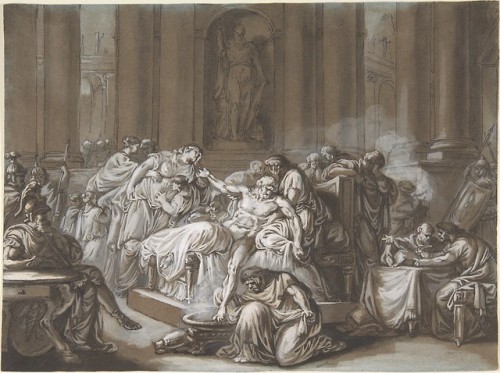 met-drawings-prints: The Death of Seneca by Jean Guillaume Moitte, Drawings and PrintsMedium: Pen an