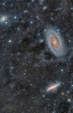 thedemon-hauntedworld:  M81 and M82 deep field Credit: Ivette Rodríguez and Oriol Lehmkuhl