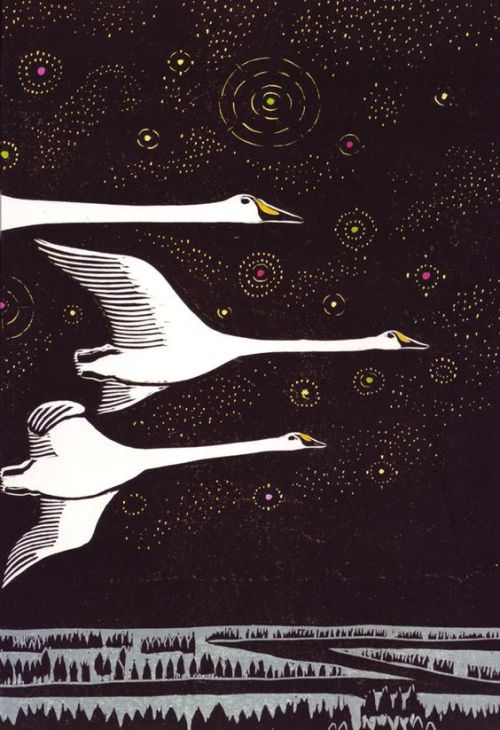 thewoodbetween: Woodcut from Keizaburo Tejima’s Swan Sky (1983, Japan)