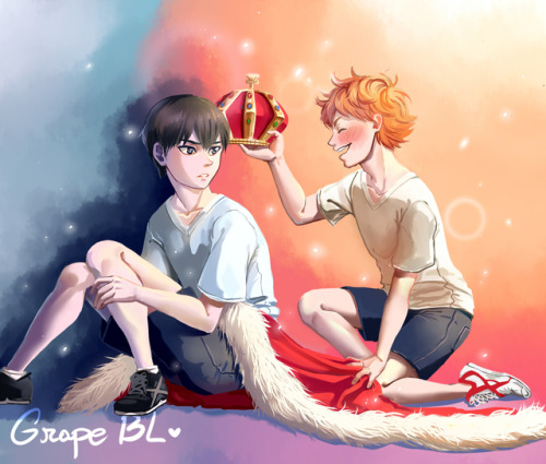 Haikyuu!! Fan art time!! (ﾉ◕ヮ◕)ﾉ*:･ﾟ✧Kageyama is a good boy! Hinata is so adorable! ಥ_ಥ  I’m dying! 