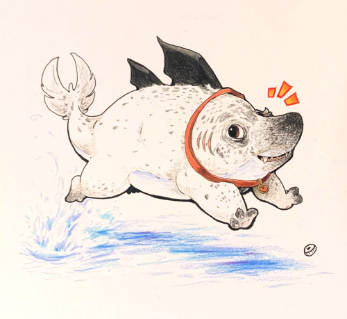 part of a secret santa gift for @red5iam of her dog Frankie as a sharkdog!