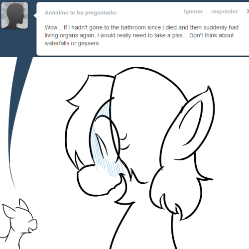 ask-ponyghost:  where’s the bathroom in this house QnQ??? ← (she never use it so she doesn’t know where is XD)  Oh lordy XD