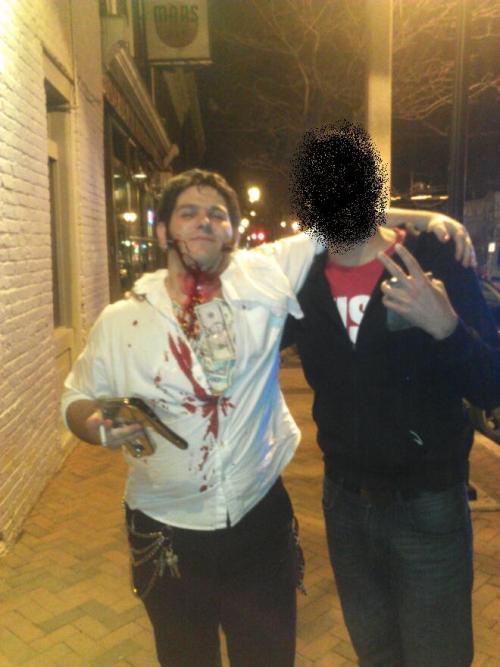 Myself with a fan after doing a blood and piercing themed show at Fallout in Richmond, VA. Tip via s