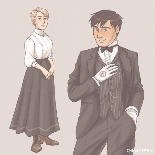 chewytran:early 1900s clothing studies but… i can have a little FMA, as a treat