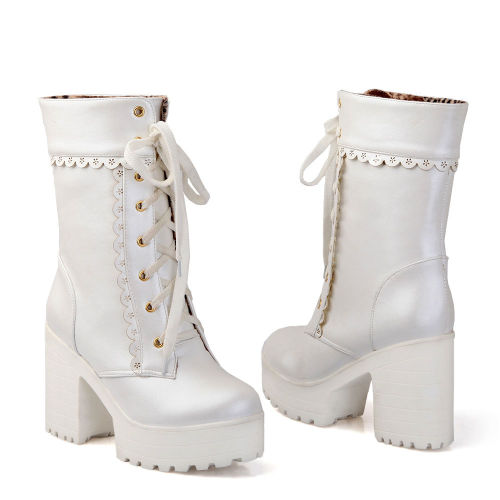 kawaiiconnection:Women’s Platform, Square Heel, Lace Up, Ankle Boots - US ฦ.92Click Here for the Cutest Fashion Finds!