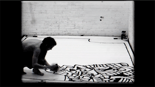 somethingtoseeorhear:  Painting Myself Into a Corner  Keith Haring, 1979  