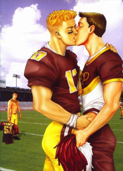 gay-erotic-art:  gaycomicsandmore:  I love football season.   And now the “Art of Football”. This is where we celebrate football, football players and the artists who homoeroticize the sport in drawings, paintings and photographs.For the entire series,