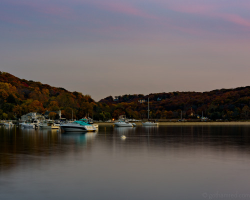 Autumn sunset over Cold Spring Harbor, NY.