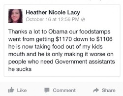 2damnfeisty:  boygeorgemichaelbluth:  goalsetc:  feliciashanay:  2damnfeisty:    she need a lil more than government assistants. lol  Don’t foodstamp programs vary by state what the fuck is she talking about…   yooooo she gets 񘊌 ?!  For only