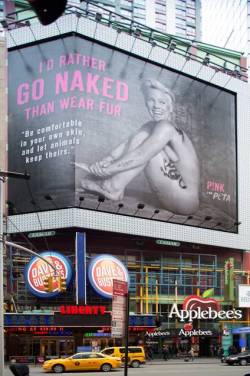 peta2:  P!nk &amp; PETA’s 90-foot message is UP on 42nd Street right as NY Fashion Week began! Wear your OWN skin and let animals KEEP THEIRS!Shot by renowned photographer Ruven Afanador