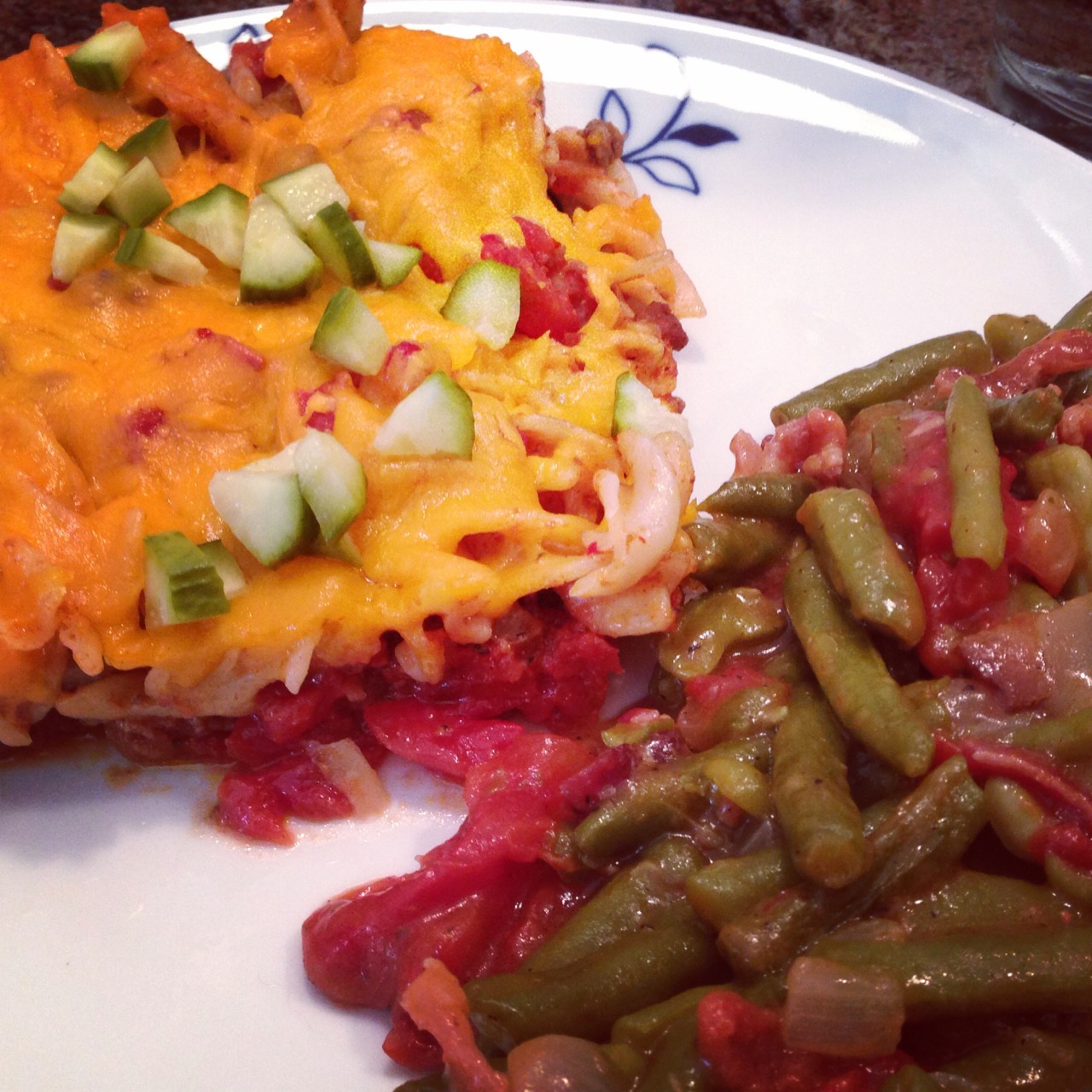 Cheeseburger Casserole and Creole Green Beans
Lately I’ve been on a beef/cheeseburger kick. Not sure why….maybe I’m low on iron? Anyway, I saw this recipe a while back and knew I needed to make it. And I’m SO glad that I did! Not only was it super...