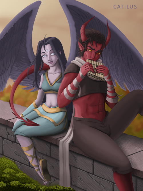 Nel and Red enjoying their newfound freedom on a crumbling wall in the god-blasted ruins of Whitebay