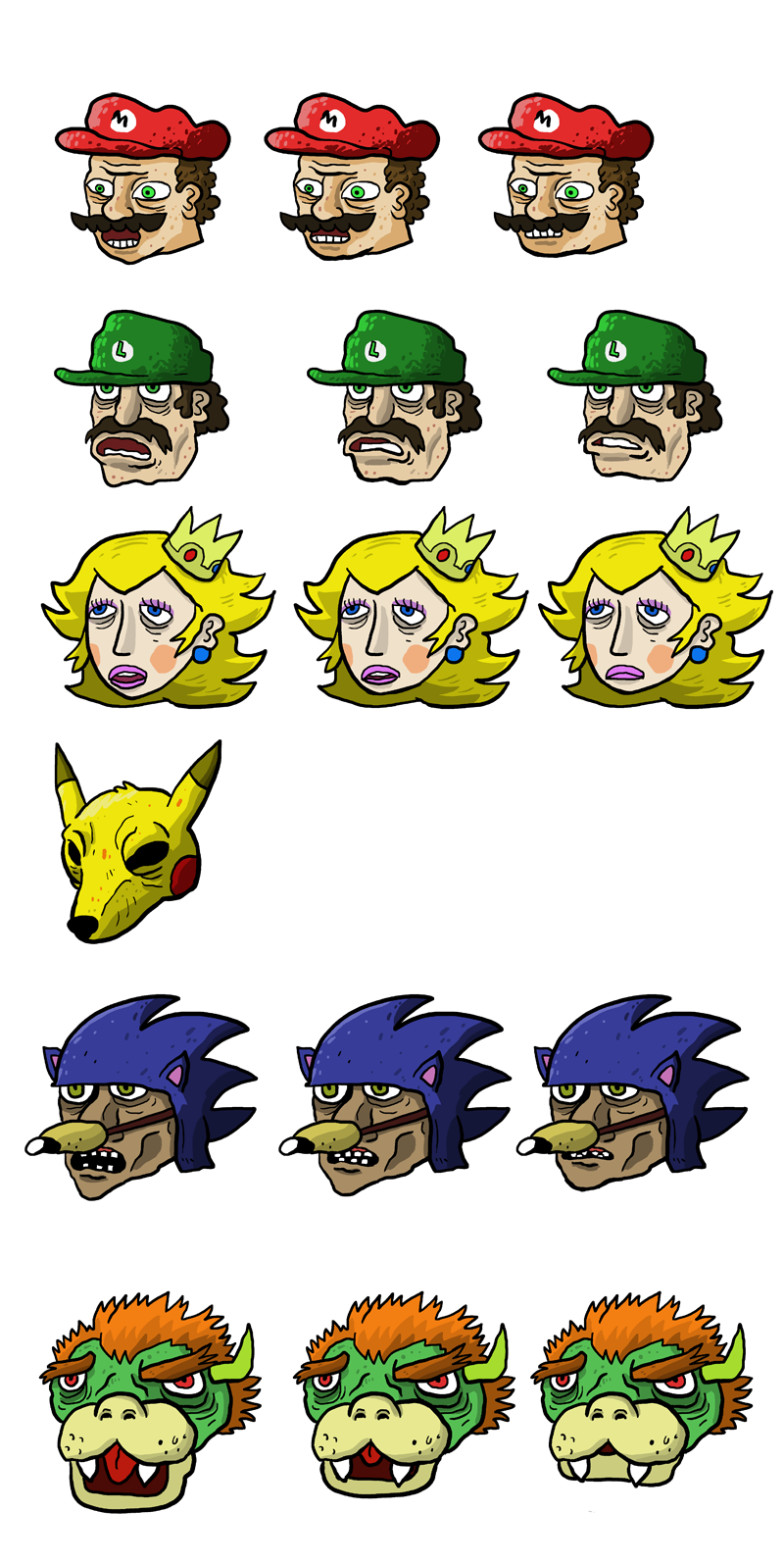 midnitesurprise:
“ here are my talking heads from the amazing mario cars 2: 64, which you should play now. they are yes inspired by the ugly heads from hotline miami
”
