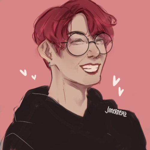 I thought of jungkook with his red hair bUT with his casual clothes I just– UWU