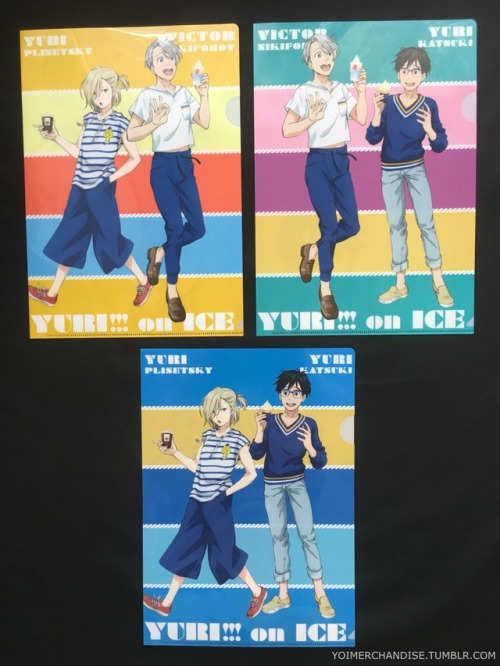 yoimerchandise: YOI x Ministop Convenience Store Clear Files Original Release Date:May 8th, 2017 Featured Characters (3 Total):Viktor, Yuuri, Yuri Highlights:A fun collaboration that has the main trio in casual clothes and enjoying Ministop’s offerings!