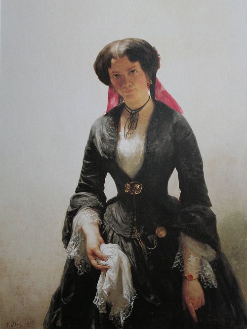 Portrait of Bertha Schlatter,the artist’s wife,by Rudolf Koller in 1855