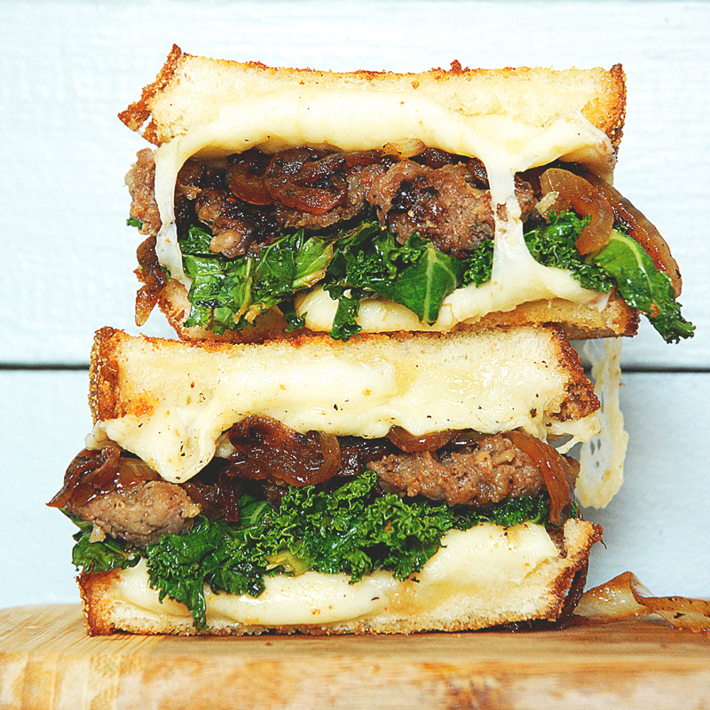 wisconsincheese:Kale, Sausage &amp; Kasseri Grilled CheeseBy MacKenzie of Grilled