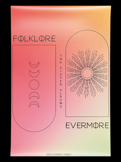 cruellesummer:‘folklore &amp; evermore - the sister albums’ merch designsget the des