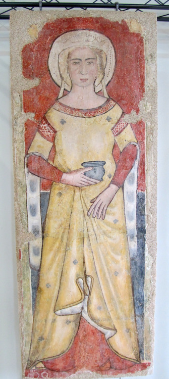 St Elizabeth of Hungary fresco in the Chiesa di S. Pietro ad Alba Fucens, c. 1350; Abruzzo, Italy