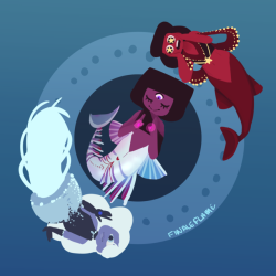 axetheavidreader:  Presenting Steven Universe, the underwater AU.   Fishie gems won the war for EarthHumans live in airpockets in underwater caves that get minimal surface lightRose is basically the little mermaid Rebellion starts with stevenI don’t
