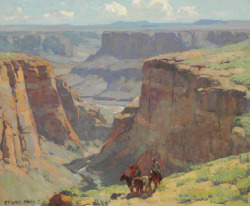 chasingtailfeathers:  Edgar Payne Riders Overlooking Canyon Oil on canvas, 28 X 34¼ inches 