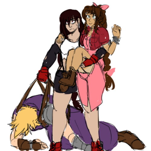 dogtit:“hey tifa dont your arms ever get tired from carrying your team???” never. her arms shoulders